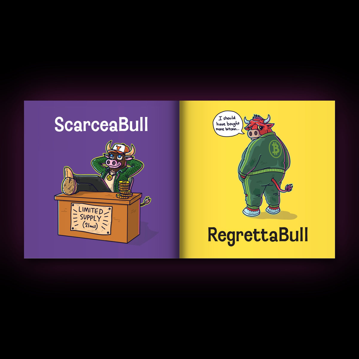 Inside Bitcoin ExplainaBull: ScarceaBull and RegrettaBull illustrated spread