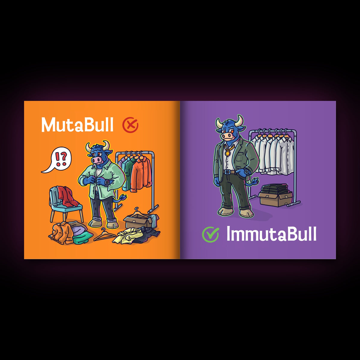 Inside Bitcoin ExplainaBull: MutaBull and ImmutaBull illustrated spread